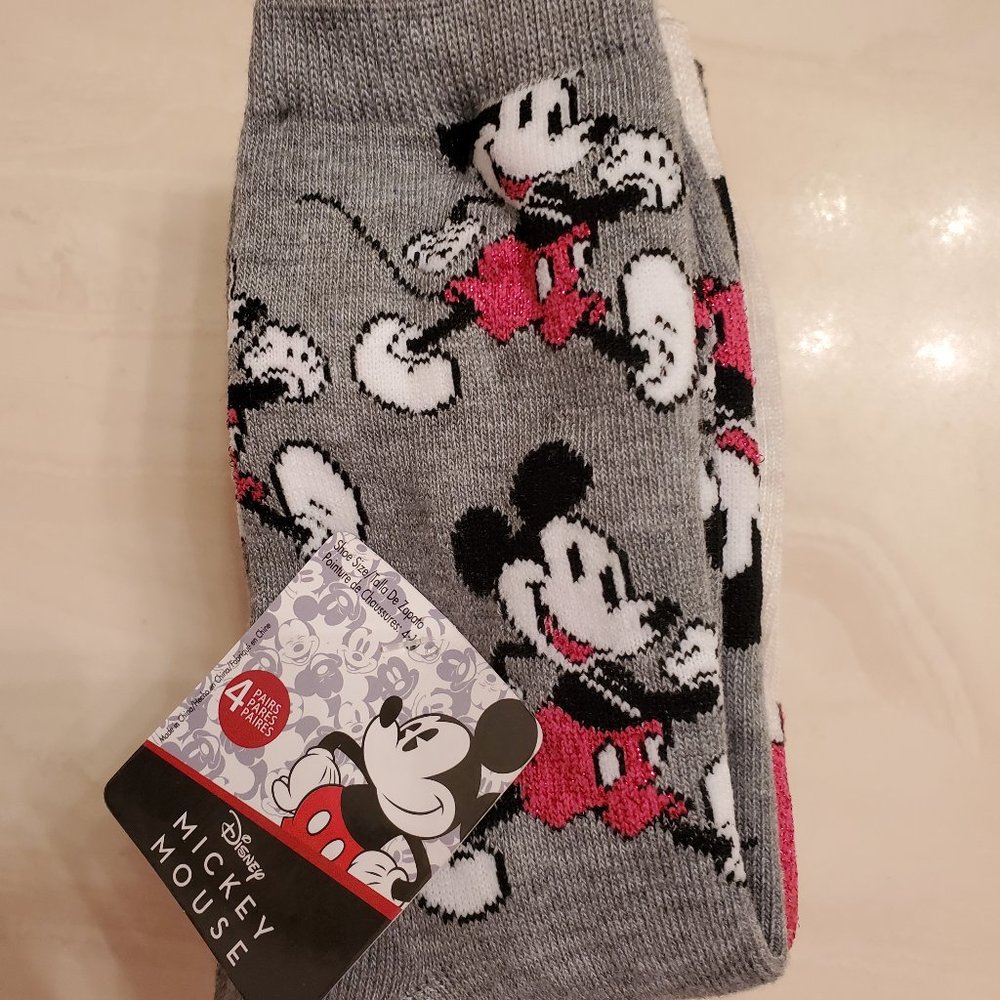 Mickey Mouse 4 pack long tube socks - Brand New